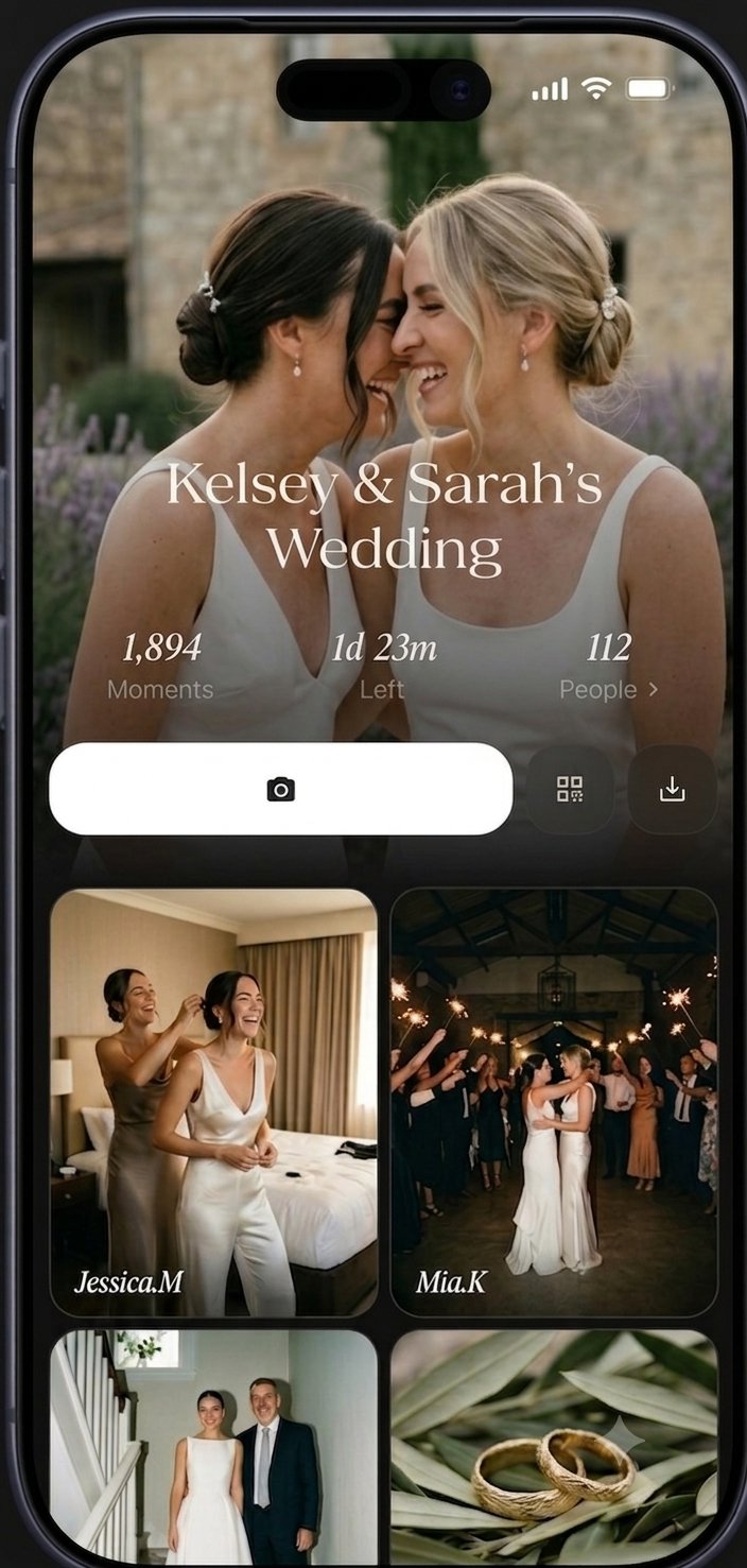 Folio app showing wedding photos revealed all at once